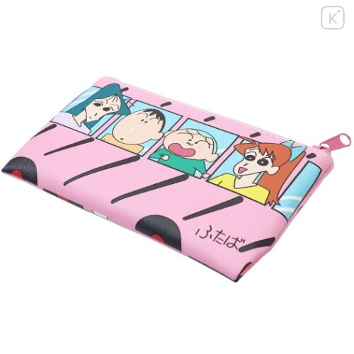 Japan Crayon Shin Chan Flat Pouch - Friends in Kindergarten Bus - 3