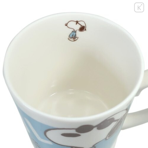 Japan Peanuts Porcelain Mug - Snoopy Joe Cool / Blue - 3