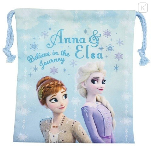 Japan Disney Drawstring Bag - Frozen II Elsa & Anna - 1