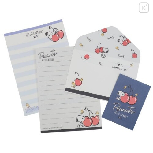 Japan Snoopy Petit Letter Set - Cherry - 1