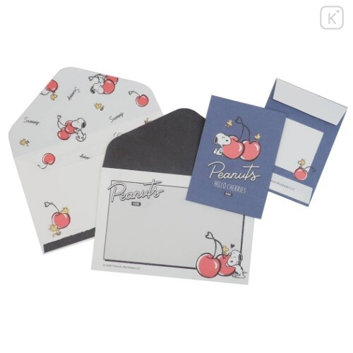 Japan Snoopy Petit Letter Set - Cherry - 3