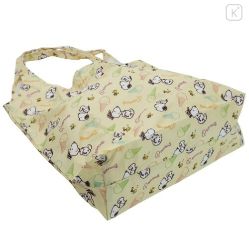 Japan Disney Eco Shopping Bag with Mini Bag - Light Yellow - 3