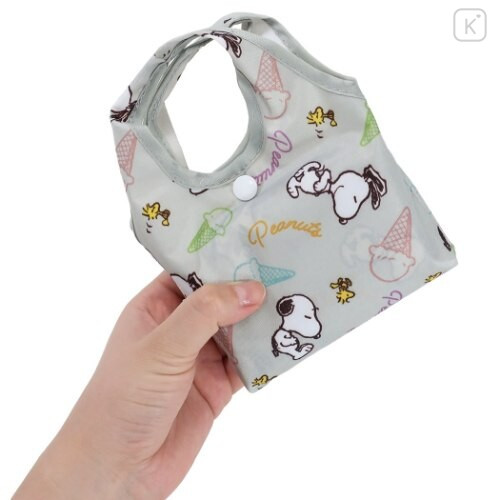 Japan Snoopy Eco Shopping Bag with Mini Bag - Light Grey - 4