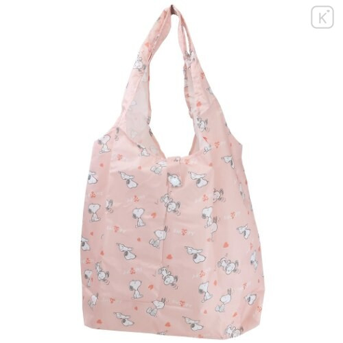 Japan Snoopy Eco Shopping Bag with Mini Bag - Pink - 1