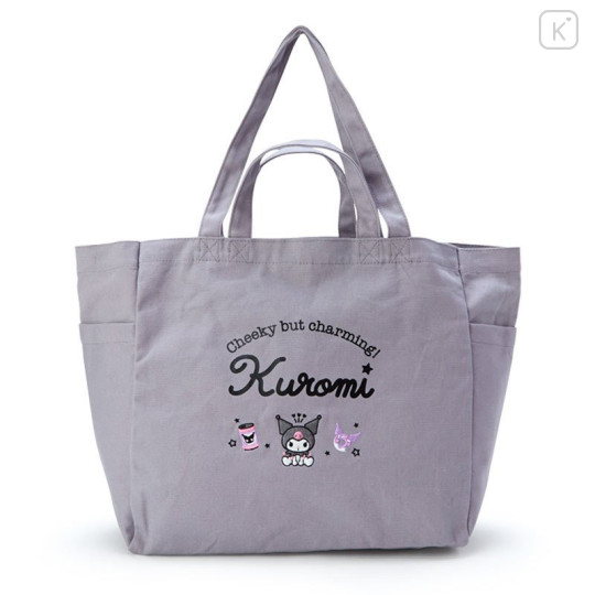 Japan Sanrio Canvas 2way Tote Bag - Kuromi - 1