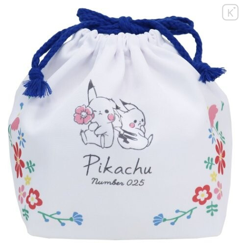 Japan Pokemon Drawstring Bag - Pikachu White (M) Lunch Bag - 1