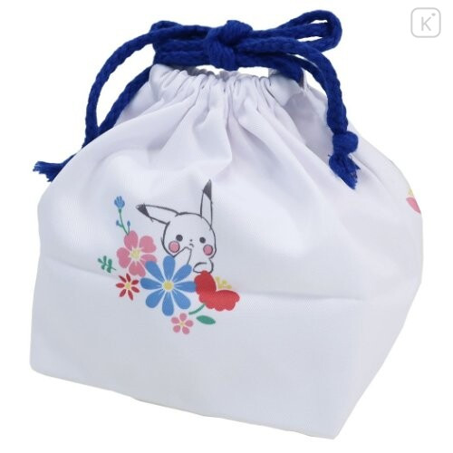 Japan Pokemon Drawstring Bag - Pikachu White (M) Lunch Bag - 2
