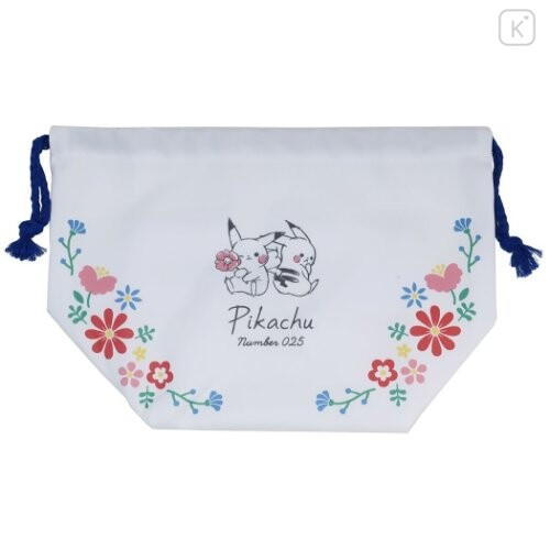 Japan Pokemon Drawstring Bag - Pikachu White (M) Lunch Bag - 3