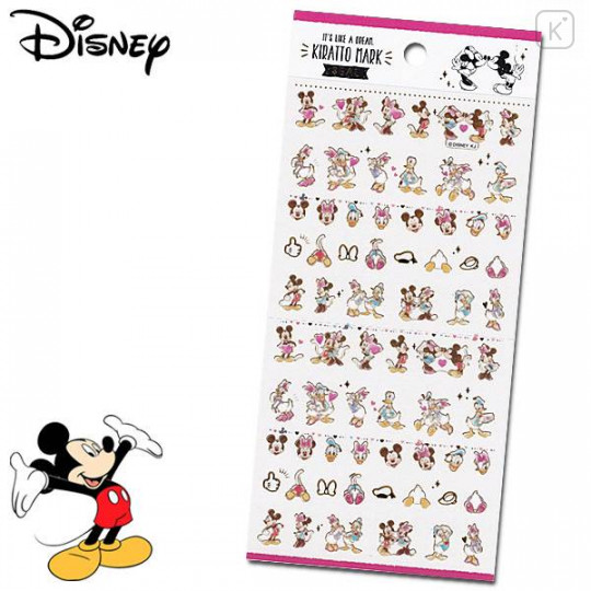 Japan Disney Kiratto Mark Seal Sticker - Mickey & Minnie Donald & Daisy Love Birds - 1