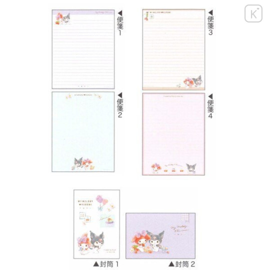 Japan Sanrio Letter Envelope Set My Melody Kuromi Kawaii Limited