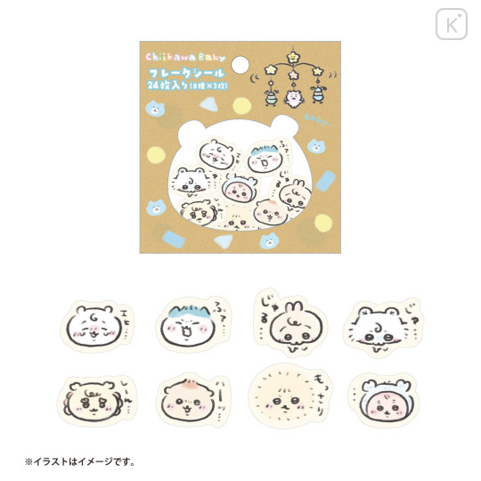 Japan Chiikawa Flake Sticker Set - Chiikawa : Chiikawa Baby Characters Face - 6