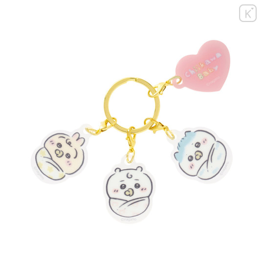 Japan Chiikawa Quadruple Acrylic Charm Keychain - Chiikawa & Hachiware & Usagi : Chiikawa Baby Swaddle - 1