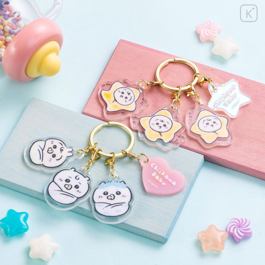 Japan Chiikawa Quadruple Acrylic Charm Keychain - Chiikawa & Hachiware & Usagi : Chiikawa Baby Swaddle - 2