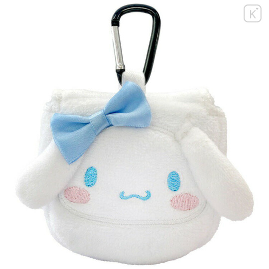 Japan Sanrio Mini Accessory Pouch with Carabiner - Cinnamoroll : Ribbon - 1