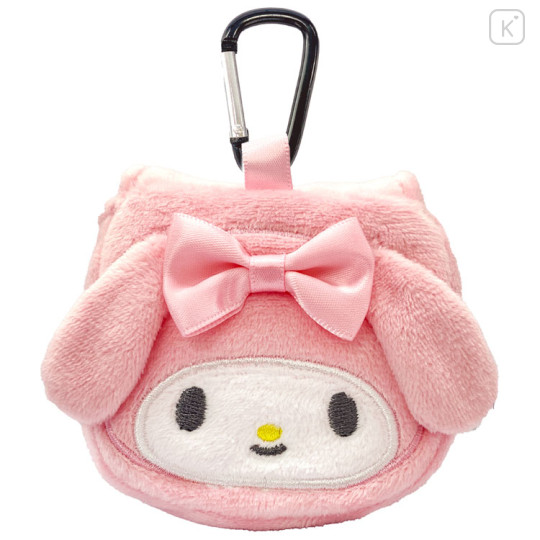 Japan Sanrio Mini Accessory Pouch with Carabiner - My Melody : Ribbon - 1