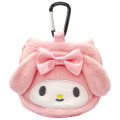Japan Sanrio Mini Accessory Pouch with Carabiner - My Melody : Ribbon - 1