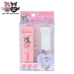 Japan Sanrio 3 in 1 Comb - Kuromi & My Melody : My Melody 50th & Kuromi 20th Anniversary Angel