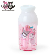 Japan Sanrio Milk Bottle Shaped Toothbrush Set - Kuromi & My Melody : My Melody 50th & Kuromi 20th Anniversary Angel