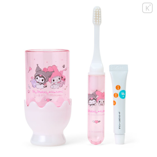 Japan Sanrio Toothbrush Set - Kuromi & My Melody : My Melody 50th & Kuromi 20th Anniversary Angel - 3