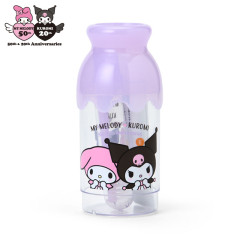 Japan Sanrio Milk Bottle Shaped Toothbrush Set - Kuromi & My Melody : My Melody 50th & Kuromi 20th Anniversary Happy