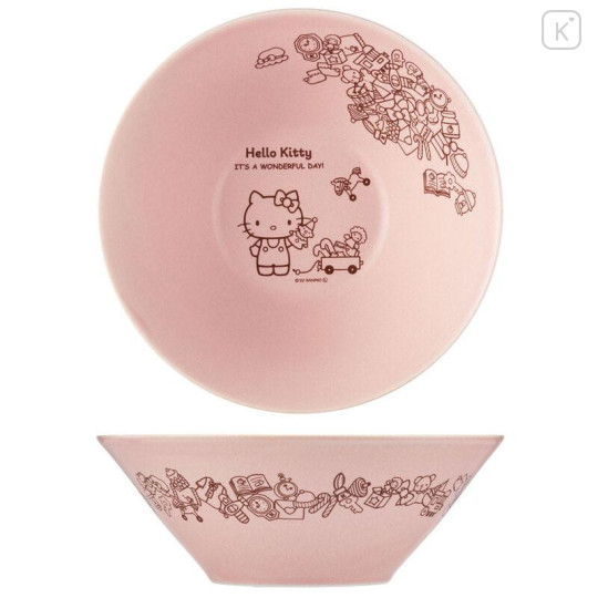 Japan Sanrio Mino Ware Large Bowl - Hello Kitty : Wonderful Day - 4