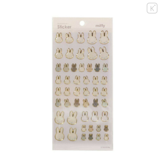 Japan Miffy Gold Foil Seal Sticker - Miffy : Face Grey - 1
