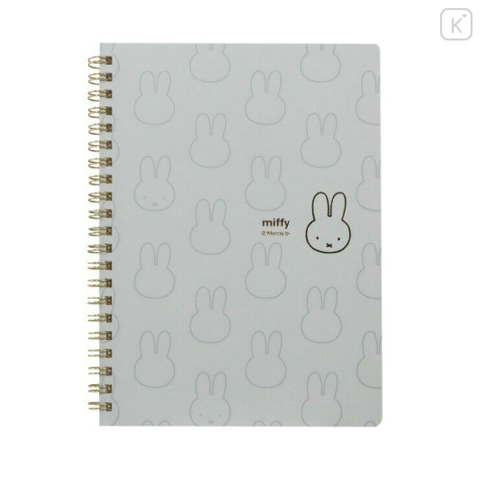Japan Miffy A5 Ring Notebook - Miffy : Face Grey - 1