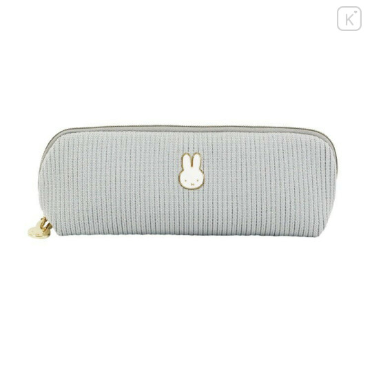 Japan Miffy Pen Pouch Pencil Case - Miffy : Face Grey - 1