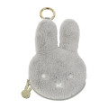 Japan Miffy Mini Accessory Pouch with Carabiner - Miffy : Face Grey Fur - 1