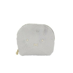 Japan Miffy Vertical Cosmetic Pouch - Miffy : Face Grey Fur