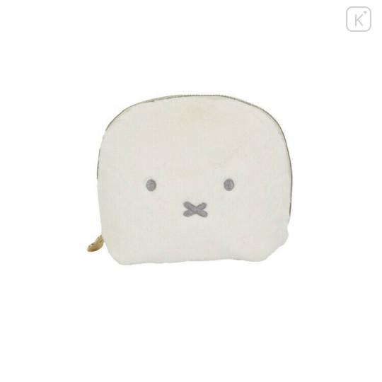 Japan Miffy Vertical Cosmetic Pouch - Miffy : Face Ivory Fur - 1