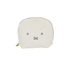 Japan Miffy Vertical Cosmetic Pouch - Miffy : Face Ivory Fur