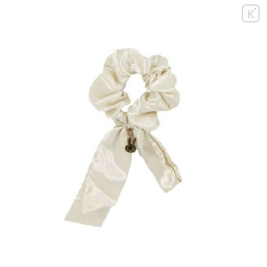 Japan Miffy Hair Scrunchie - Miffy : Face Ivory Satin & Charm - 1