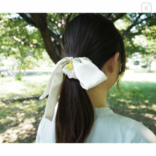 Japan Miffy Hair Scrunchie - Miffy : Face Ivory Satin & Charm - 2