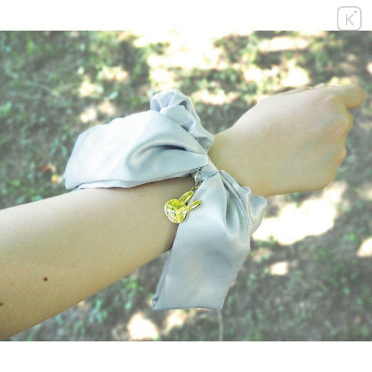 Japan Miffy Hair Scrunchie - Miffy : Face Ivory Satin & Charm - 3