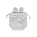 Japan Miffy Plush Drawstring Bag - Miffy : Face Grey Fur - 2