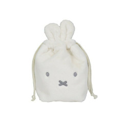Japan Miffy Plush Drawstring Bag - Miffy : Face Ivory Fur