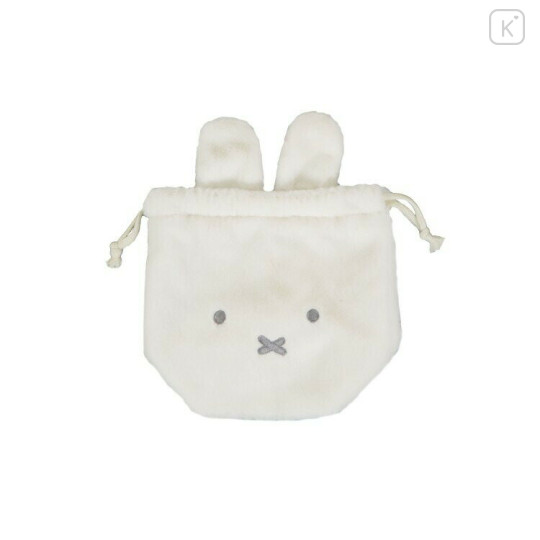 Japan Miffy Plush Drawstring Bag - Miffy : Face Ivory Fur - 2