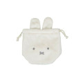 Japan Miffy Plush Drawstring Bag - Miffy : Face Ivory Fur - 2
