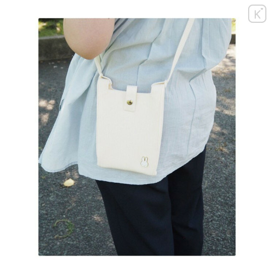 Japan Miffy Smartphone Shoulder Pouch - Miffy : Face Ivory - 3