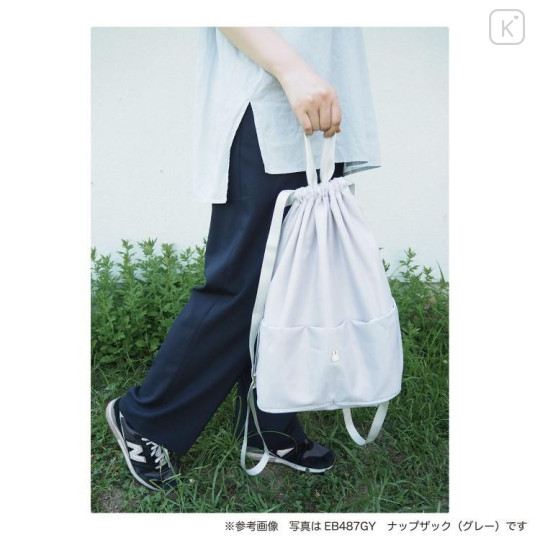 Japan Miffy Gym Sack Knapsack Drawstring Backpack - Miffy : Face Ivory - 4