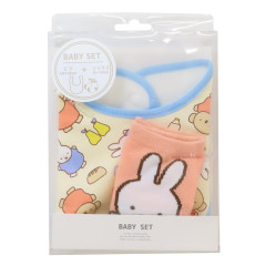 Japan Miffy Bib & Socks Set - Boris & Miffy : Picture Book Light Yellow Orange Pink