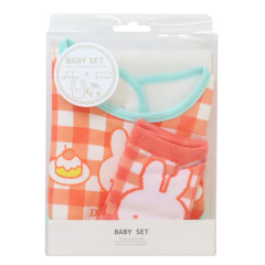 Japan Miffy Bib & Socks Set - Miffy : Cake Gingham Light Orange