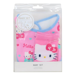 Japan Sanrio Bib & Socks Set - Hello Kitty : Pink Ribbon