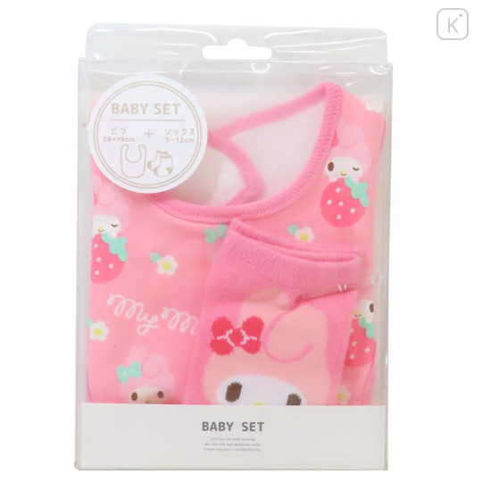 Japan Sanrio Bib & Socks Set - My Melody : Pink Strawberry - 1