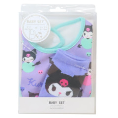 Japan Sanrio Bib & Socks Set - Kuromi : Purple Heart