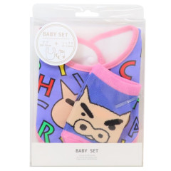 Japan Crayon Shin-chan Bib & Socks Set - Shinnosuke Nohara : Pig Face Purple