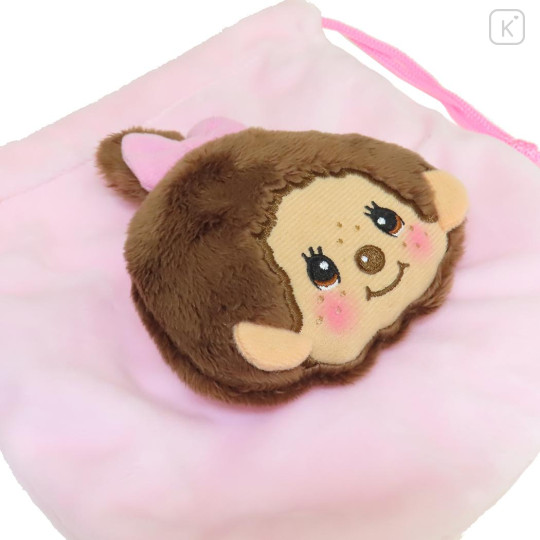 Japan Monchhichi Mascot Drawstring Pouch - Monchhichi-chan - 3