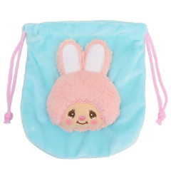 Japan Monchhichi Mascot Drawstring Pouch - Chimutan Blue