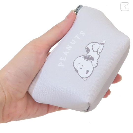 Japan Peanuts Triangular Mini Pouch - Snoopy : Face Grey - 2